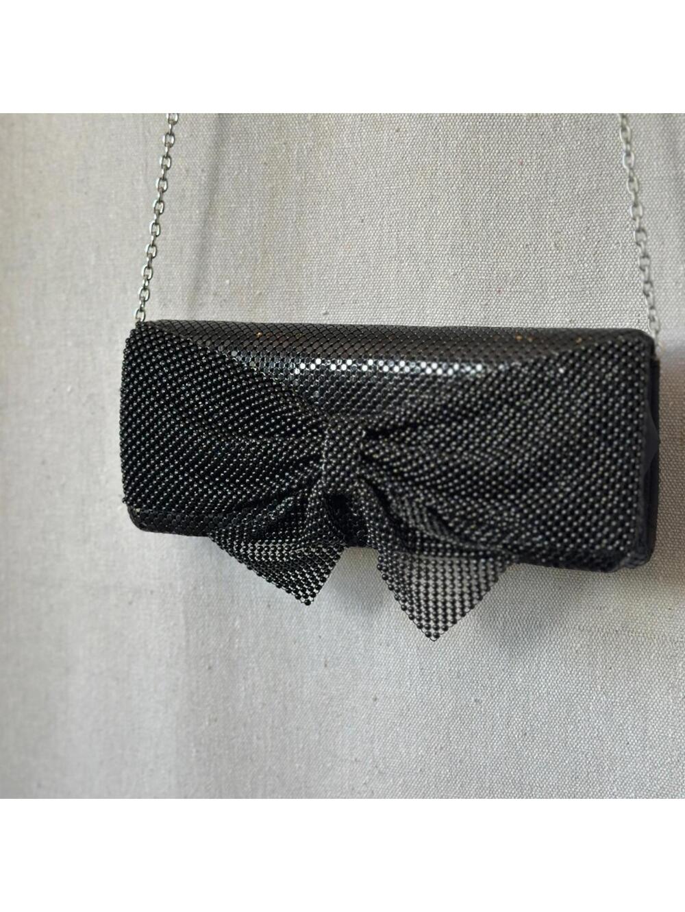 GUNNE SAX BY JESSICA MCCLINTOCK Black Bow Evening Shoulder Bag